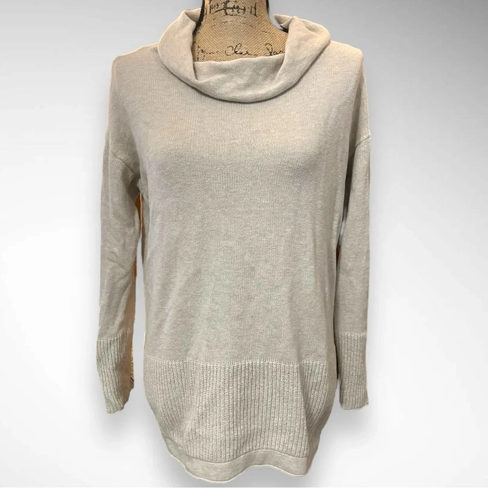 J.JILL PURE JILL Women's Beige Cowl Neck Lightweight Wool Blend Sweater XS | EUC
